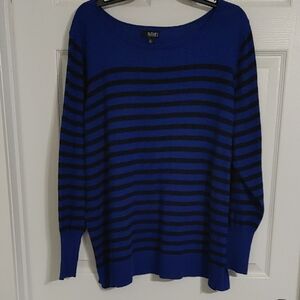 a.n.a Royal Blue & Black Striped Boatneck Sweater sz 3X Plus